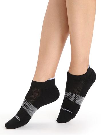 Black / Snow Women's Icebreaker Merino Multisport Light Micro Socks | USA 1445QMAZ